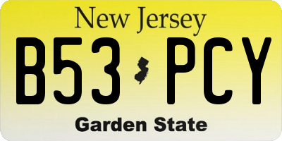 NJ license plate B53PCY