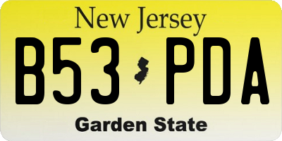 NJ license plate B53PDA