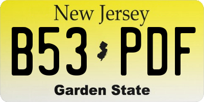 NJ license plate B53PDF