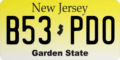 NJ license plate B53PDO