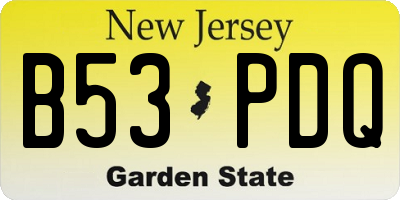 NJ license plate B53PDQ