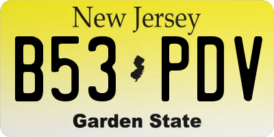 NJ license plate B53PDV
