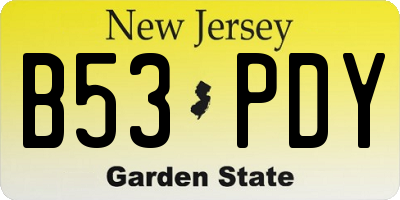 NJ license plate B53PDY