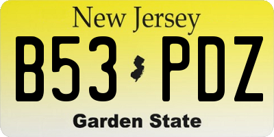 NJ license plate B53PDZ