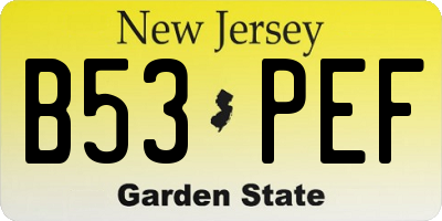 NJ license plate B53PEF