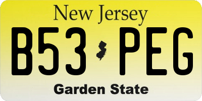 NJ license plate B53PEG