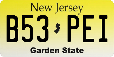 NJ license plate B53PEI
