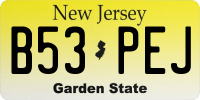 NJ license plate B53PEJ