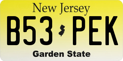 NJ license plate B53PEK