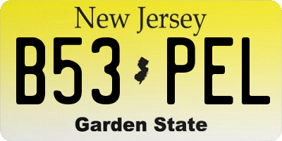 NJ license plate B53PEL