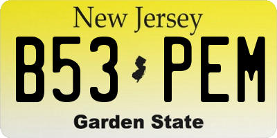 NJ license plate B53PEM