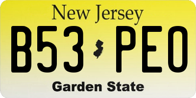 NJ license plate B53PEO