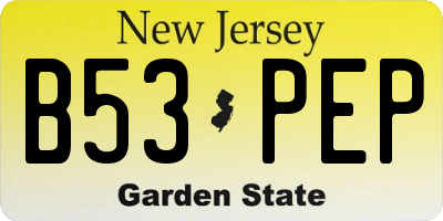 NJ license plate B53PEP