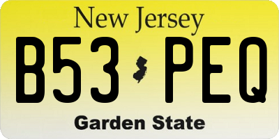 NJ license plate B53PEQ