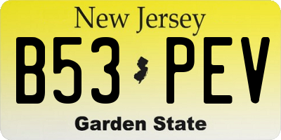 NJ license plate B53PEV