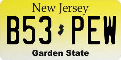 NJ license plate B53PEW