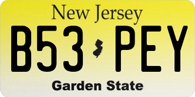 NJ license plate B53PEY