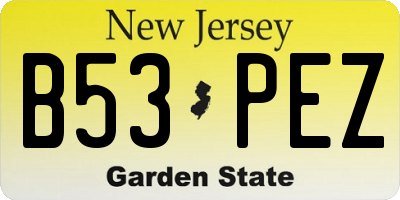 NJ license plate B53PEZ