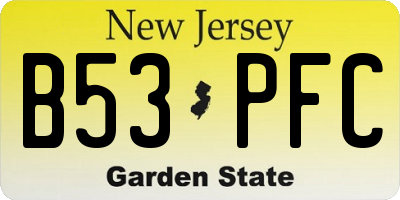 NJ license plate B53PFC