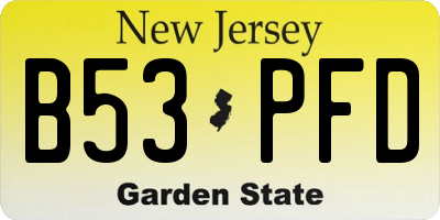 NJ license plate B53PFD
