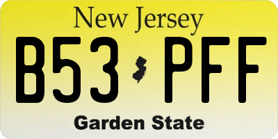 NJ license plate B53PFF