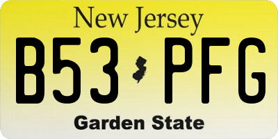 NJ license plate B53PFG