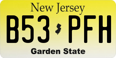 NJ license plate B53PFH
