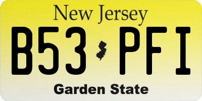 NJ license plate B53PFI
