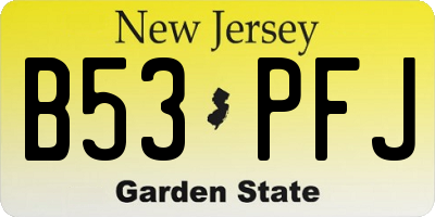 NJ license plate B53PFJ