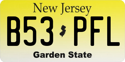 NJ license plate B53PFL