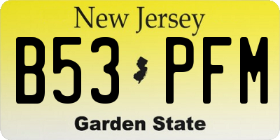 NJ license plate B53PFM