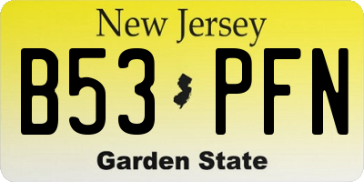 NJ license plate B53PFN