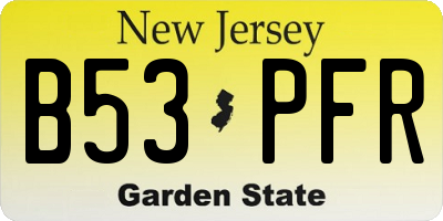 NJ license plate B53PFR