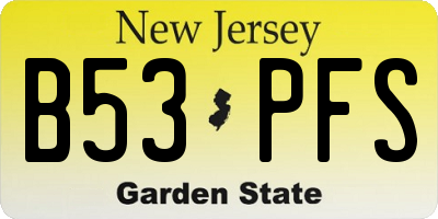 NJ license plate B53PFS