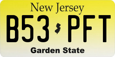 NJ license plate B53PFT