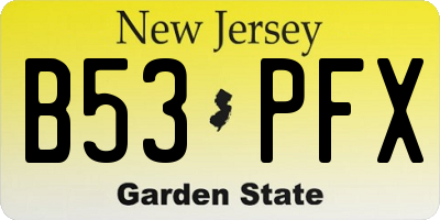 NJ license plate B53PFX