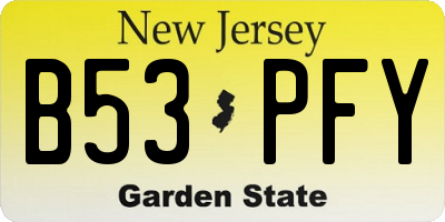 NJ license plate B53PFY