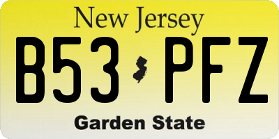 NJ license plate B53PFZ