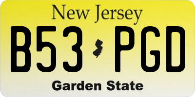 NJ license plate B53PGD