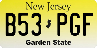 NJ license plate B53PGF