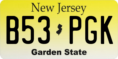 NJ license plate B53PGK