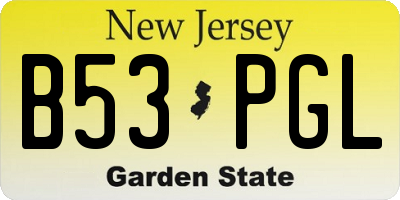NJ license plate B53PGL