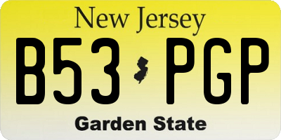 NJ license plate B53PGP