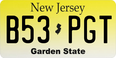 NJ license plate B53PGT