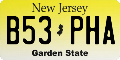 NJ license plate B53PHA