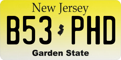 NJ license plate B53PHD