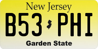 NJ license plate B53PHI