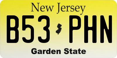 NJ license plate B53PHN