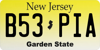 NJ license plate B53PIA