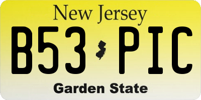 NJ license plate B53PIC